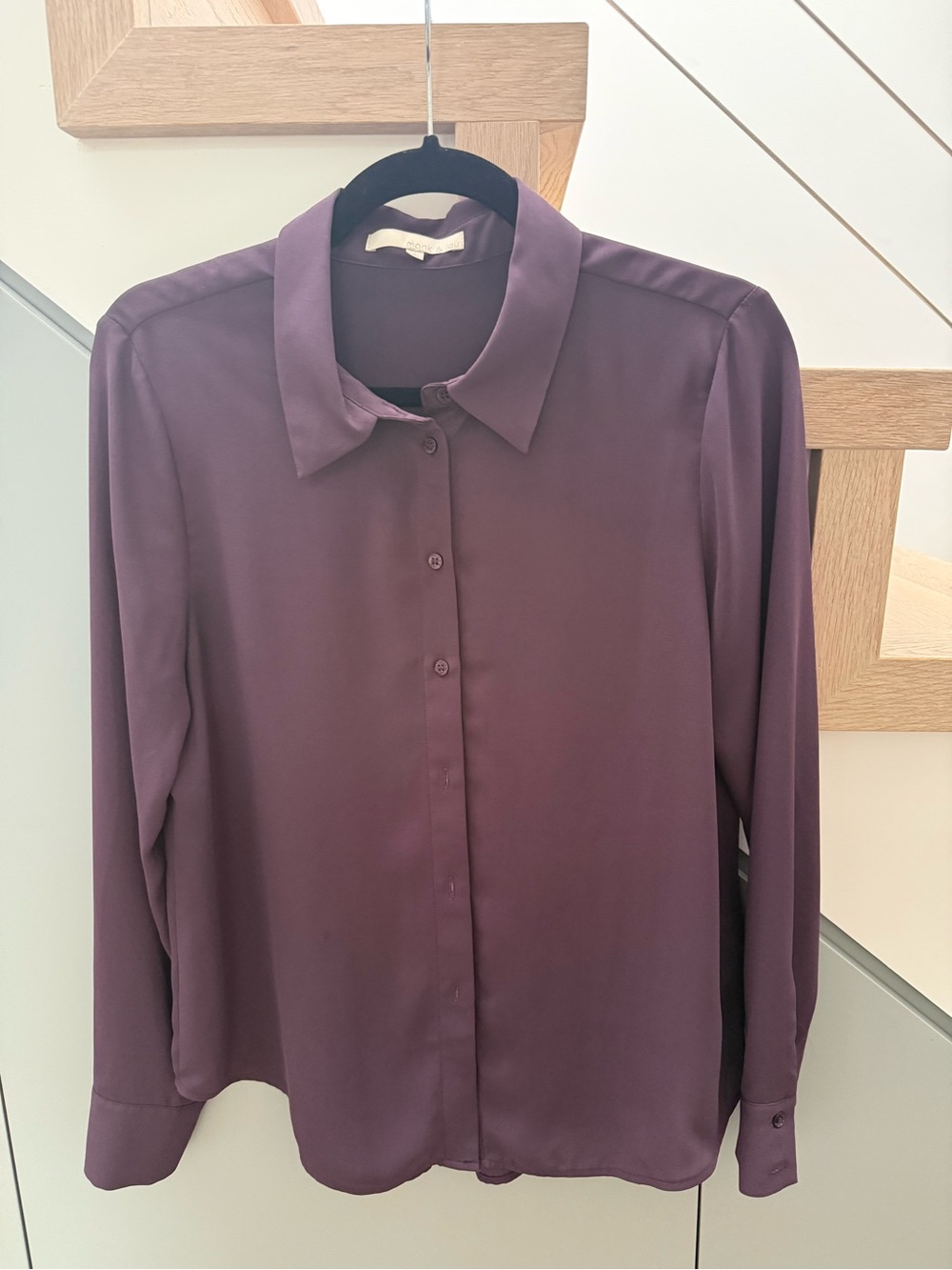 Women's Plum Long-Sleeve Button Front Blouse